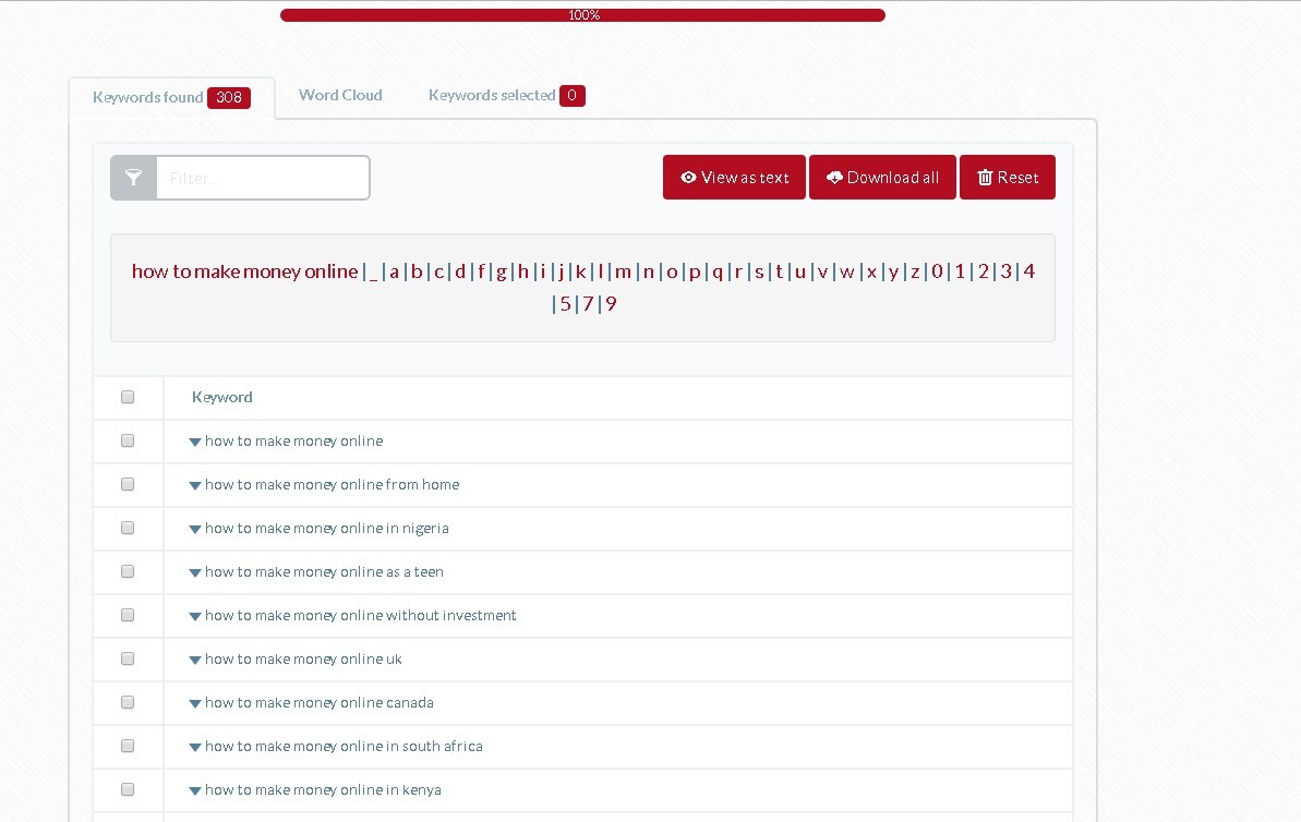 uber suggest keyword tool results