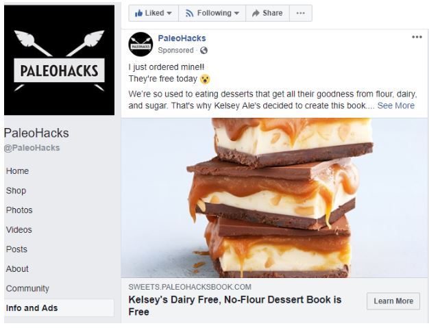 Facebook Ad Example Paleohacks