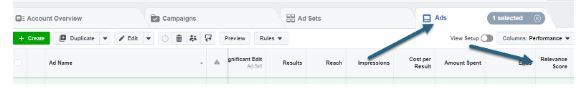 where will you find your facebook relevance score