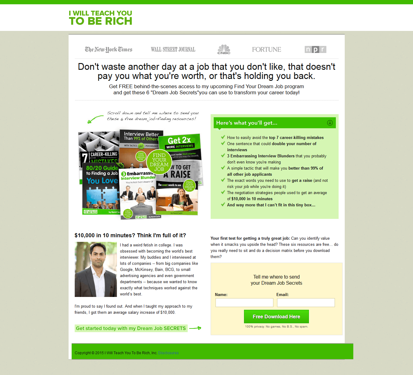 example of a sales landing page