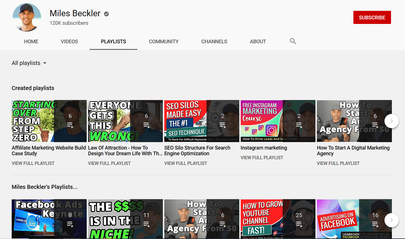 inbound marketing on YouTube with Playlists