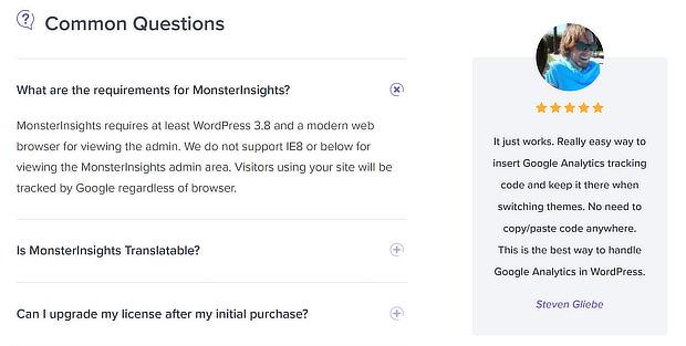 sales page FAQs