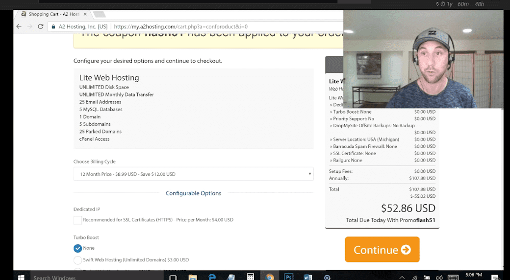 get web hosting and domain on A2