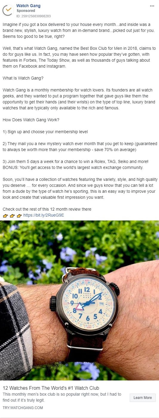 Watch Gang Facebook Ad