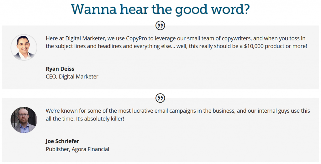 Copy Pro Testimonials
