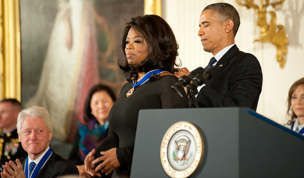 Oprah Receiving A Medal and Award from Barack Obama